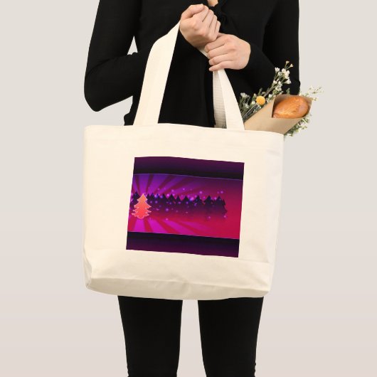 kerstbomen, Paars Grote Tote Bag (Voorkant (product))
