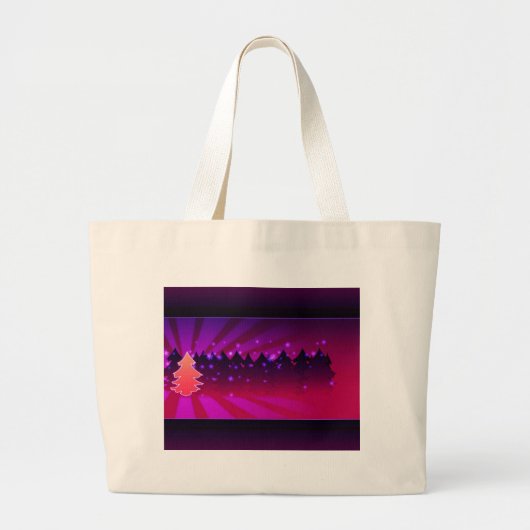 kerstbomen, Paars Grote Tote Bag (Voorkant)