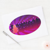 kerstbomen, Paars Ovale Sticker (Envelop)