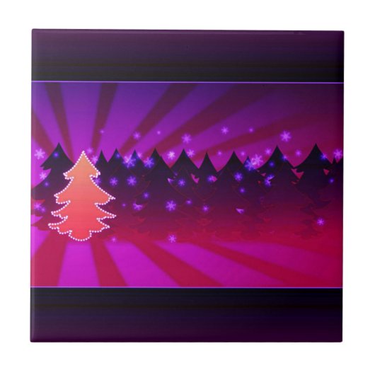 kerstbomen, Paars Tegeltje (Voorkant)