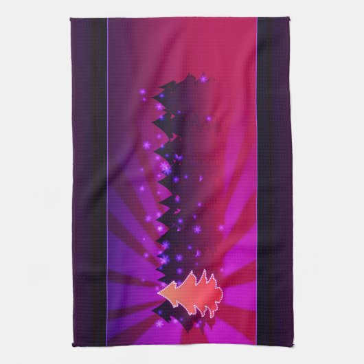 kerstbomen, Paars Theedoek (Verticaal)