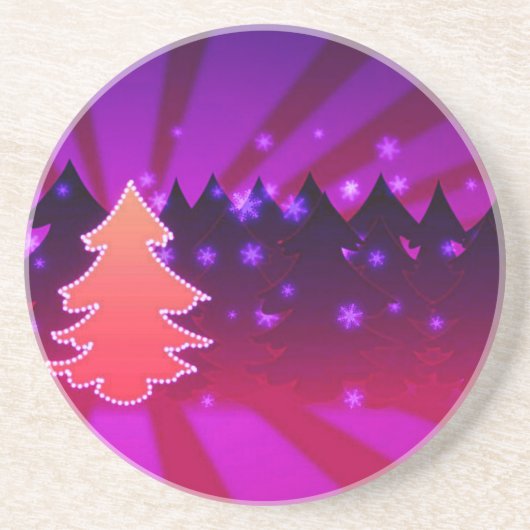 kerstbomen, Paars Zandsteen Onderzetter (Voorkant)