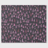 Kerstbomen Paarse witte zwarte kerst Cadeaupapier (Vlak)