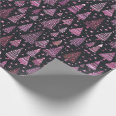 Kerstbomen Paarse witte zwarte kerst Cadeaupapier (Hoek)