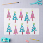 kerstbomen, papier met papiernoel, roze en blauw (Craft)