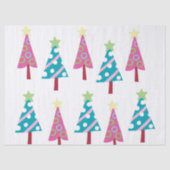 kerstbomen, papier met papiernoel, roze en blauw (Voorkant)