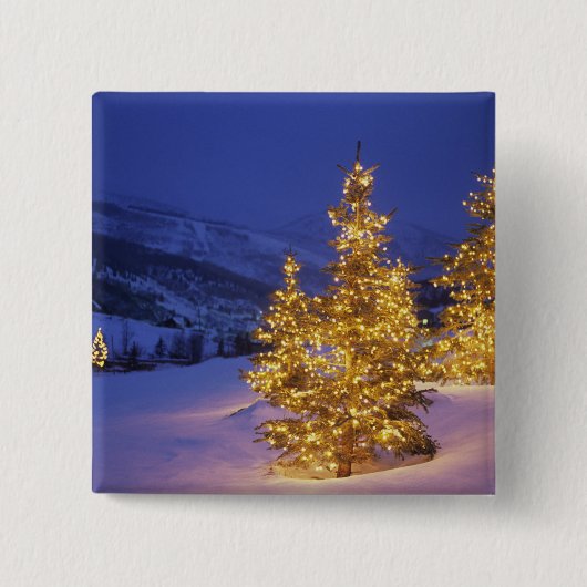 kerstbomen, Park City, Wastch Mountains, Vierkante Button 5,1 Cm (Voorkant)