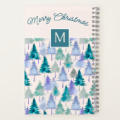 Kerstbomen Patroon Blozend Roze Monogram Notitieboek (Achterkant)