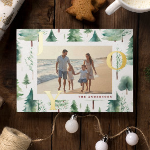 Kerstbomen Patroon Foto Joy Folie Feestdagenkaart