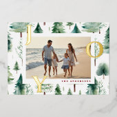 Kerstbomen Patroon Foto Joy Folie Feestdagenkaart (Voorkant)