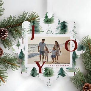 Kerstbomen Patroon Foto Red Joy Ornament Kaart