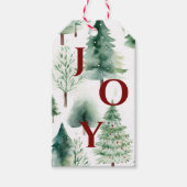 Kerstbomen Patroon Groen Rood Vakantie Cadeau Labe Cadeaulabel (Voorkant)