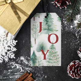 Kerstbomen Patroon Groen Rood Vakantie Cadeau Labe Cadeaulabel