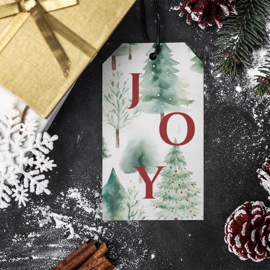 Kerstbomen Patroon Groen Rood Vakantie Cadeau Labe Cadeaulabel