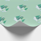 Kerstbomen Patroon op de groene achtergrond Cadeaupapier (Hoek)