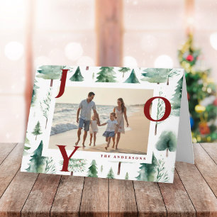 Kerstbomen Patroon Rode vreugde Foto gevouwen Aankondiging