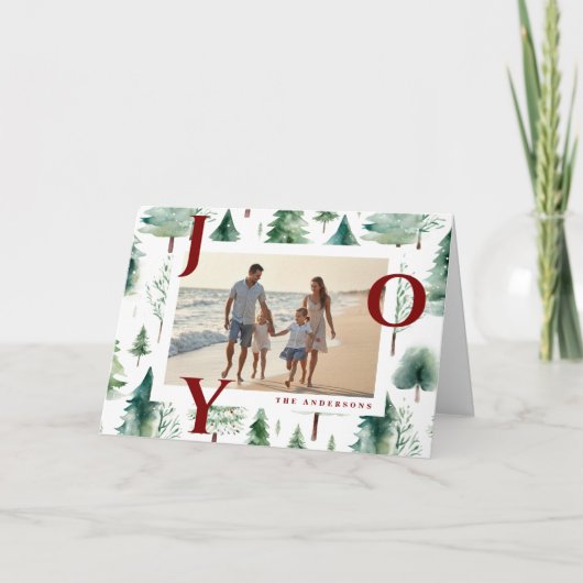 Kerstbomen Patroon Rode vreugde Foto gevouwen Aankondiging (Voorkant)