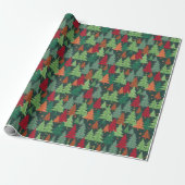 Kerstbomen Pattern Cadeaupapier (Uitgerold)