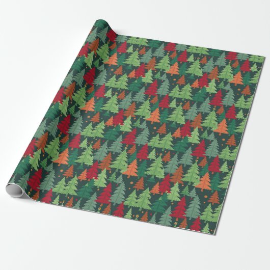 Kerstbomen Pattern Cadeaupapier (Uitgerold)