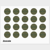 Kerstbomen Pattern Hunter Green Gold Elegant Ronde Sticker (Vel)