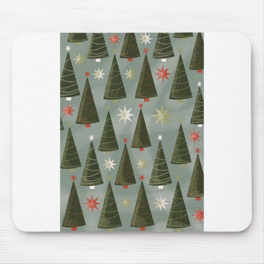 kerstbomen Pattern Wallpaper Pine Trees Muismat (Voorkant)