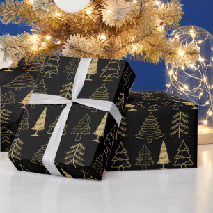 Kerstbomen Pine Natuur Bos Xmas waterverf Cadeaupapier