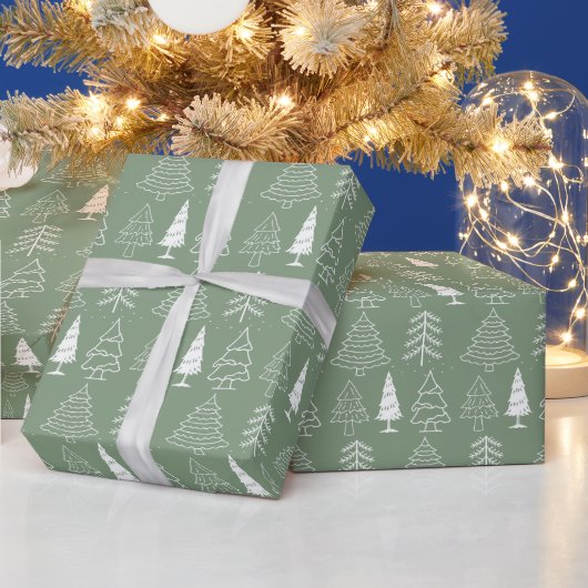 Kerstbomen Pine Natuur Bos Xmas waterverf Cadeaupapier (Feestdagen)