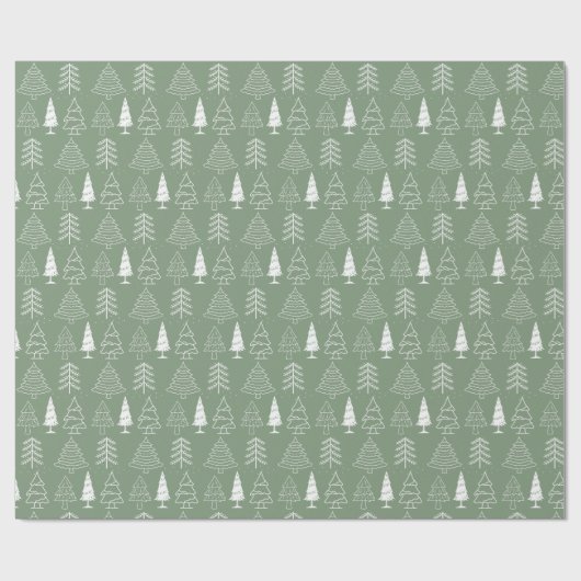 Kerstbomen Pine Natuur Bos Xmas waterverf Cadeaupapier (Vlak)