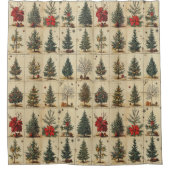 Kerstbomen Poinsettia Elegant Antiek Douchegordijn (Voorkant)