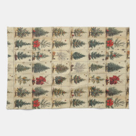 Kerstbomen Poinsettia Elegant Vintage Theedoek