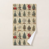 Kerstbomen Poinsettia Elegante Vintage Bad Handdoek (Handdoek)