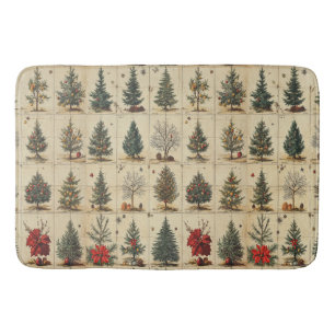 Kerstbomen Poinsettia Elegante Vintage Badmat