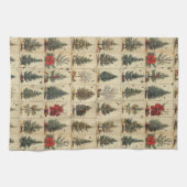 Kerstbomen Poinsettia Elegante Vintage Theedoek (Horizontaal)