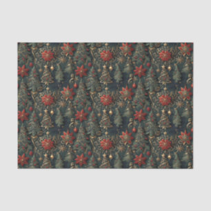 Kerstbomen, poinsettias, sneeuwvlokken, sterren tissuepapier