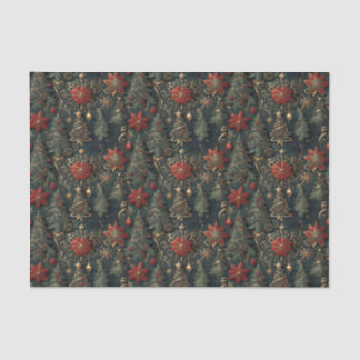 Kerstbomen, poinsettias, sneeuwvlokken, sterren tissuepapier