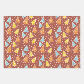 kerstbomen, "pretkerst", terracotta inpakpapier vel (Voorkant)