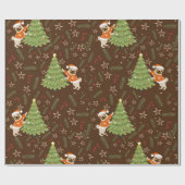 Kerstbomen &pug hondenpatroon aangepaste achtergro cadeaupapier (Vlak)