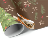 Kerstbomen &pug hondenpatroon aangepaste achtergro cadeaupapier (Rol Hoek)