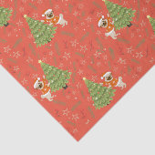 Kerstbomen &pug hondenpatroon aangepaste achtergro tissuepapier (Detail)