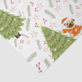 Kerstbomen &pug hondenpatroon aangepaste achtergro tissuepapier (Detail)