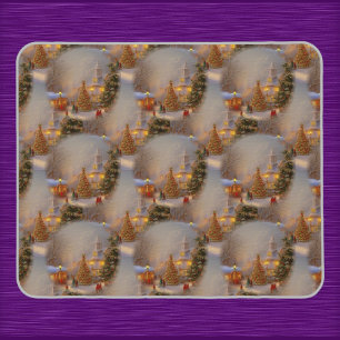 kerstbomen Quaint Village Snow Wereldbol Pattern Muismat