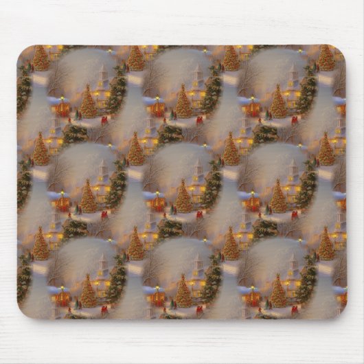 kerstbomen Quaint Village Snow Wereldbol Pattern Muismat (Voorkant)