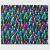 Kerstbomen Regenboog Neon Cadeaupapier (Vlak)