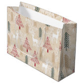 Kerstbomen Rendier Patroon Groot Cadeauzakje (Voorkant Gekanteld)