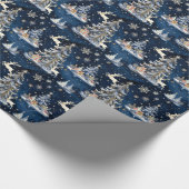 Kerstbomen, rendieren en sneeuwvlokken cadeaupapier (Hoek)