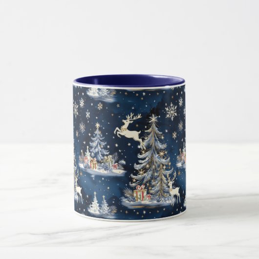 Kerstbomen, rendieren en sneeuwvlokken mok (Midden)