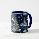 Kerstbomen, rendieren en sneeuwvlokken mok (Voorkant rechts)