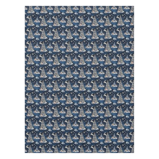 Kerstbomen, rendieren en sneeuwvlokken tafelkleed (Voorkant)