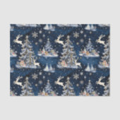 Kerstbomen, rendieren en sneeuwvlokken tissuepapier (Voorkant)