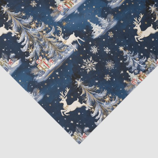 Kerstbomen, rendieren en sneeuwvlokken tissuepapier (Detail)